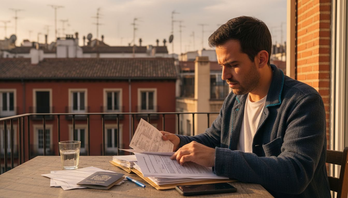 Un hombre revisa la documentación necesaria para obtener la residencia en España.