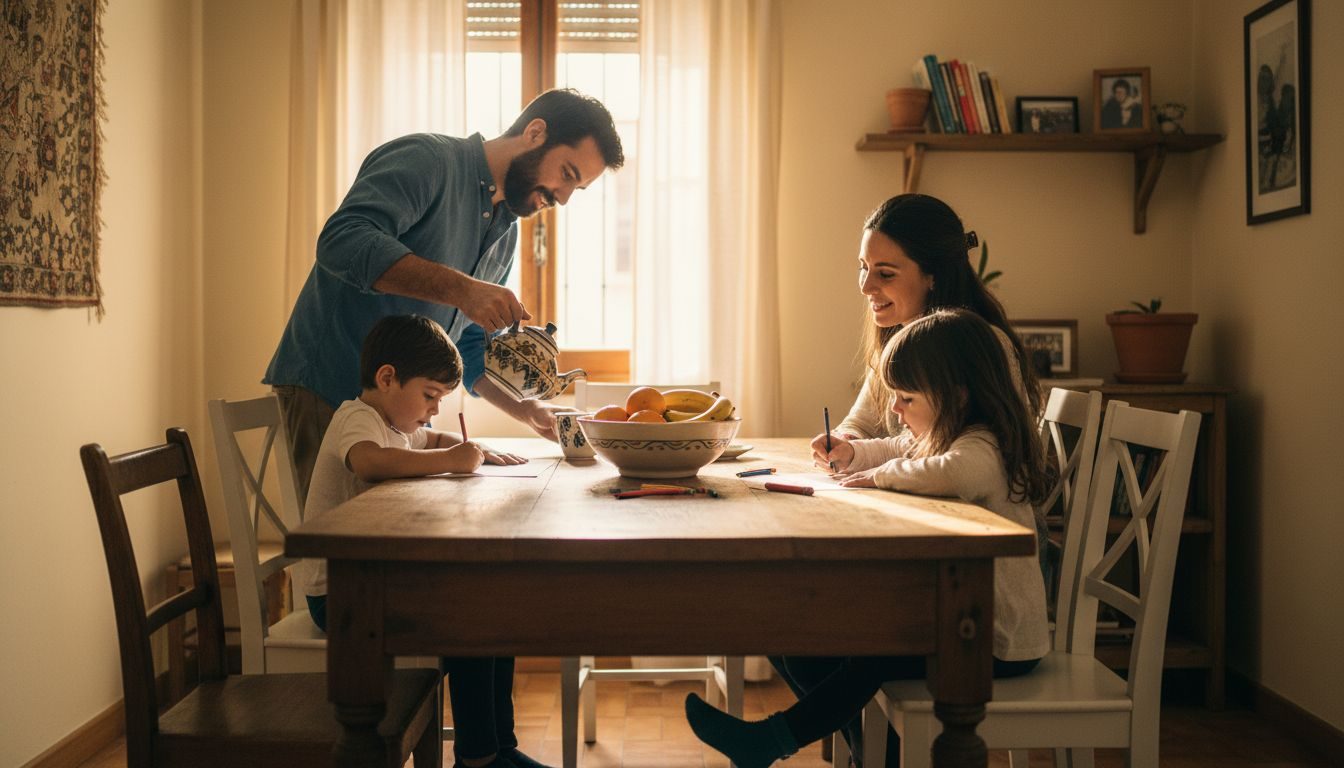 Reunión familiar en un acogedor piso español