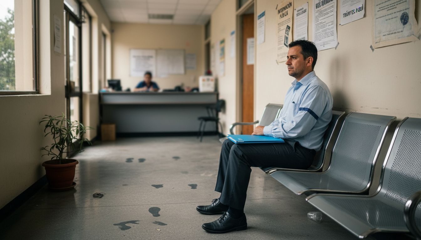 Persona aguardando su turno para ser atendida en la oficina de extranjería