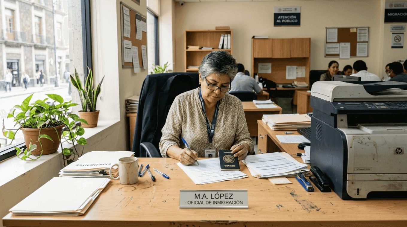 Empleada pública encargada de revisar trámites de inmigración