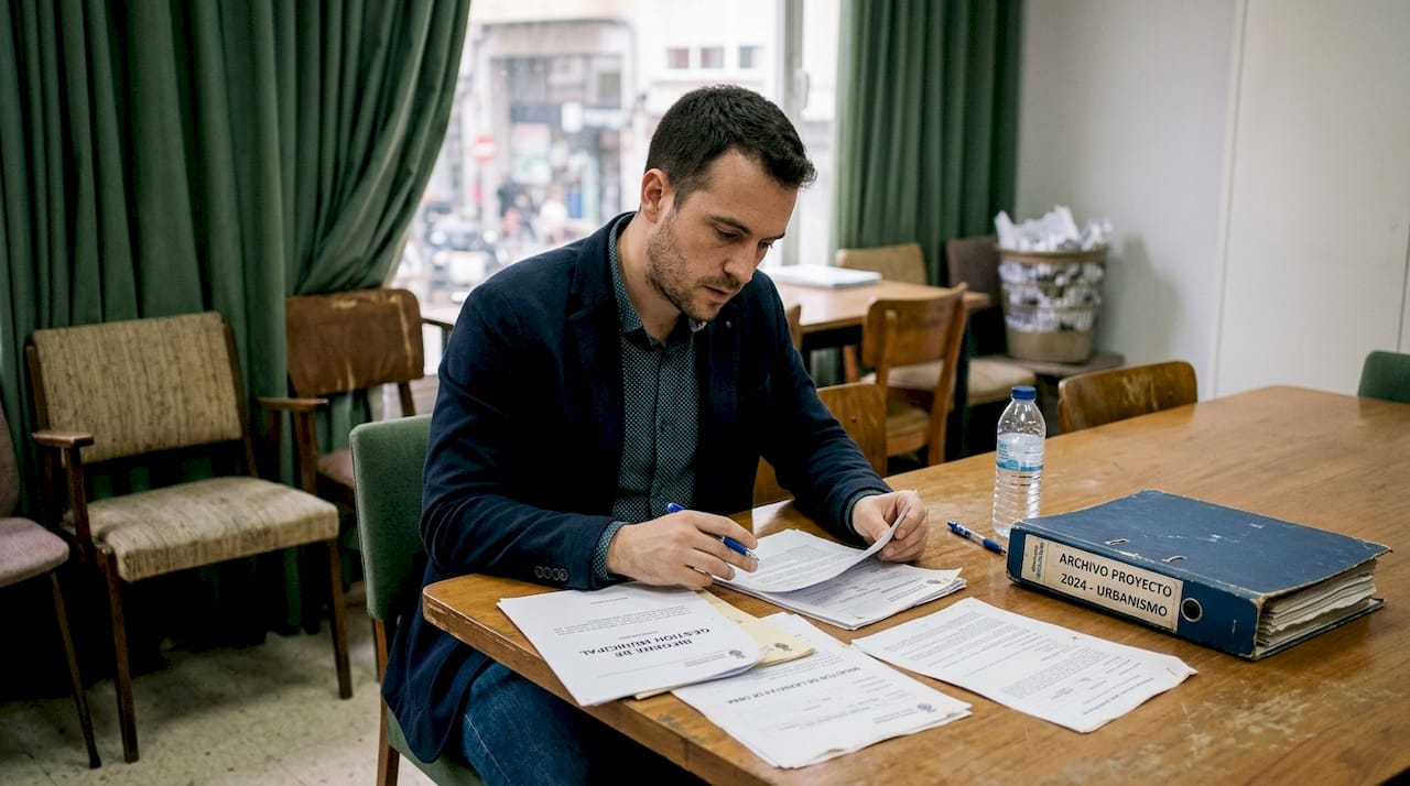 Ciudadano extranjero revisando la documentación necesaria para obtener la residencia en España.