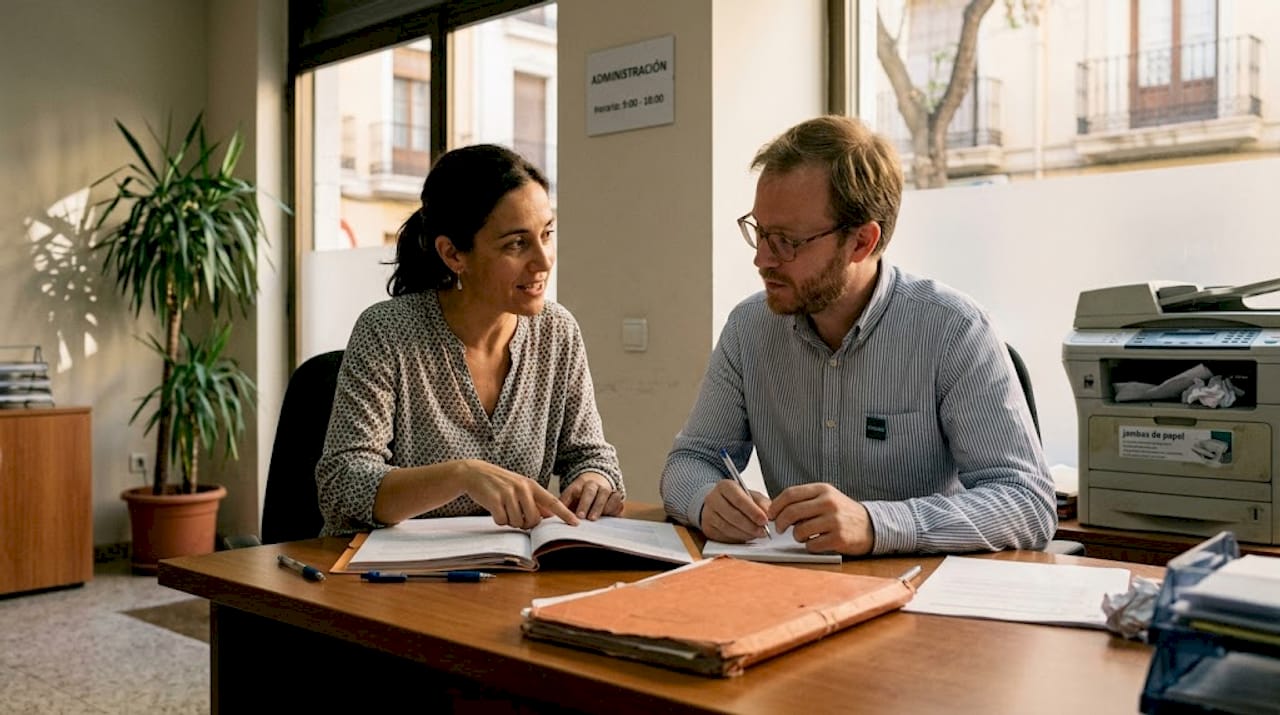 Matrimonio revisando papeles para tramitar la residencia por arraigo