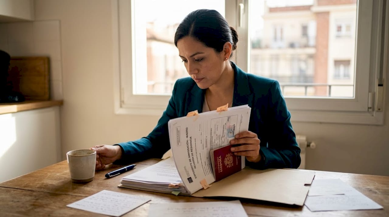 Una mujer analiza solicitudes para obtener la residencia por circunstancias excepcionales.