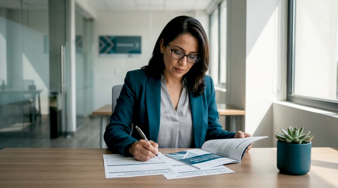 Mujer rellenando el formulario para solicitar el arraigo social