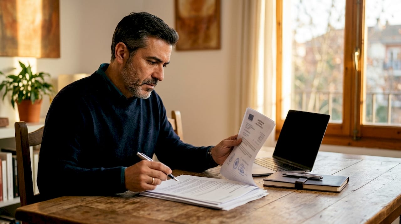 Hombre revisando papeles para obtener la ciudadanía europea