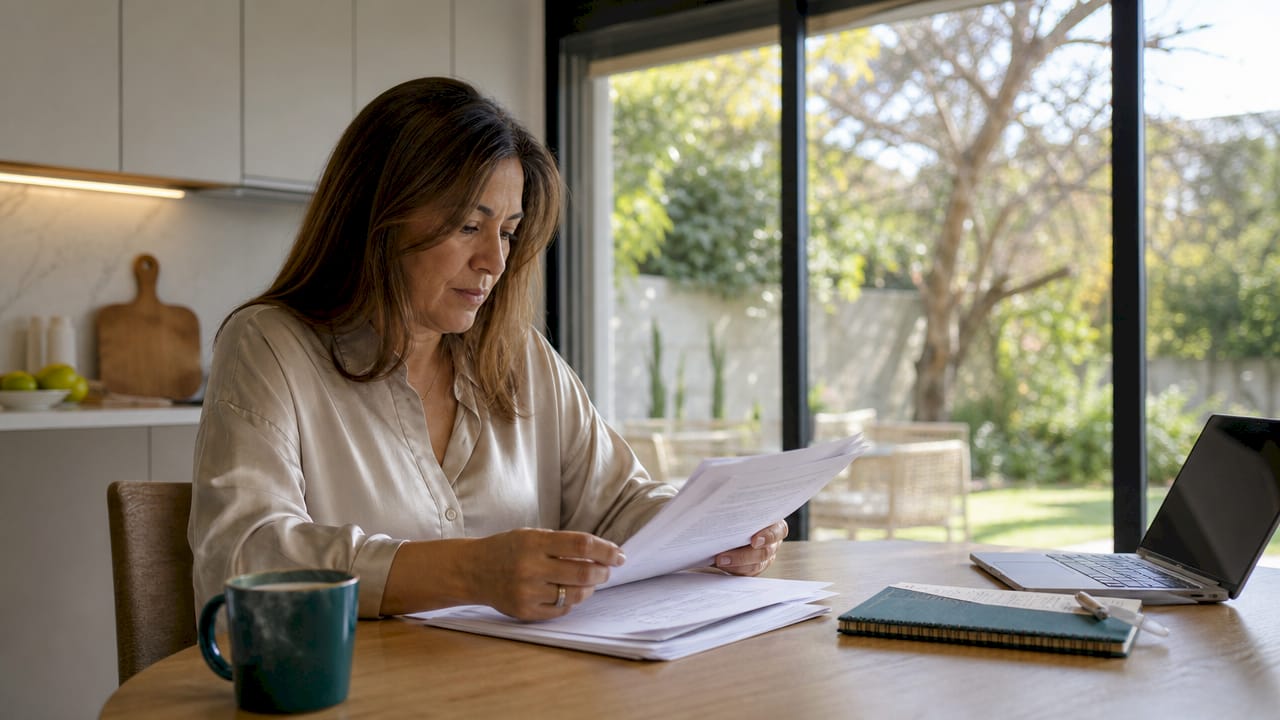 Mujer revisando la documentación para solicitar la residencia no lucrativa