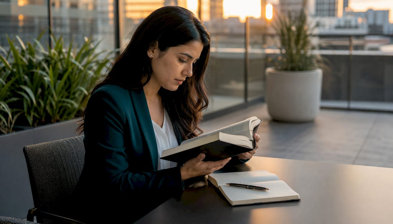 Mujer organizando su agenda digital en un espacio de coworking