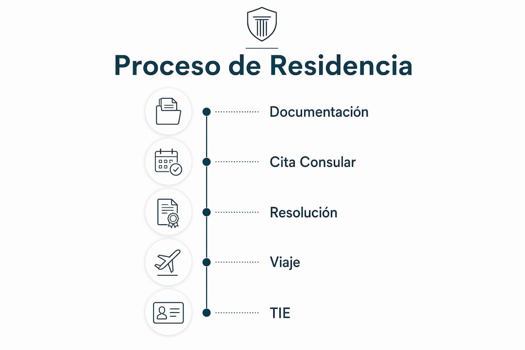 Infografía con las etapas para obtener la residencia no lucrativa