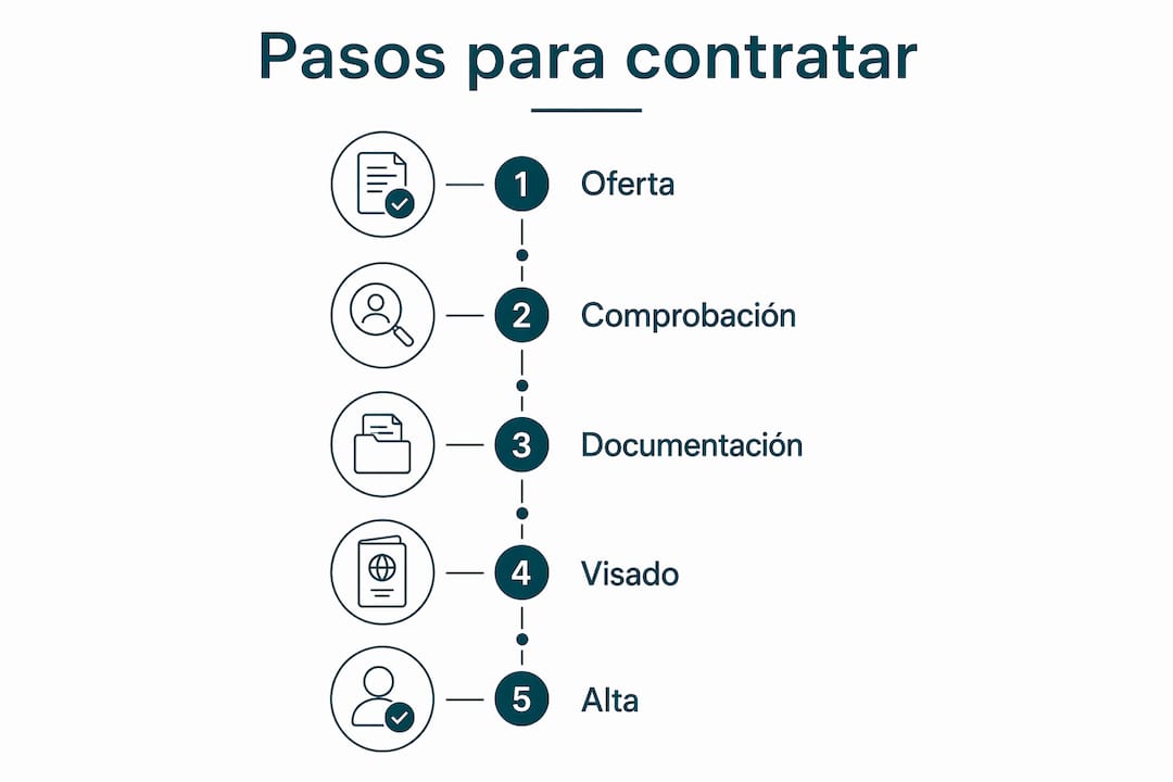 Infografía: guía práctica para contratar empleados extranjeros paso a paso