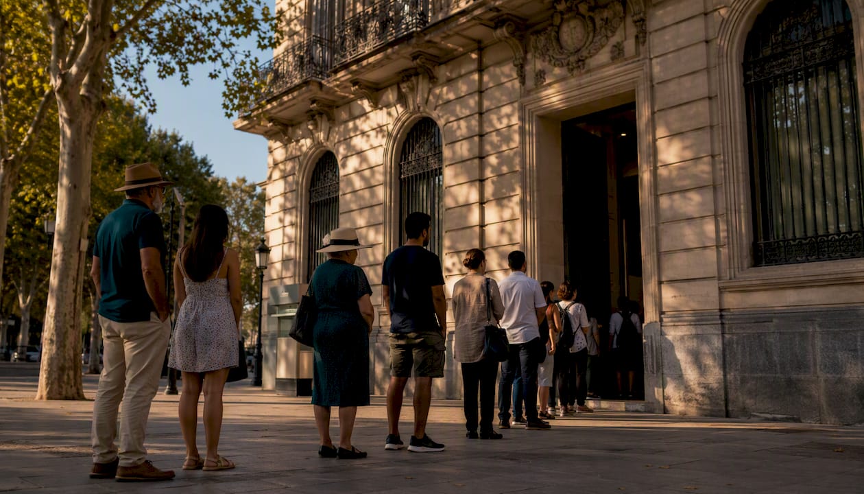 Cola frente al Consulado de España para entregar documentación