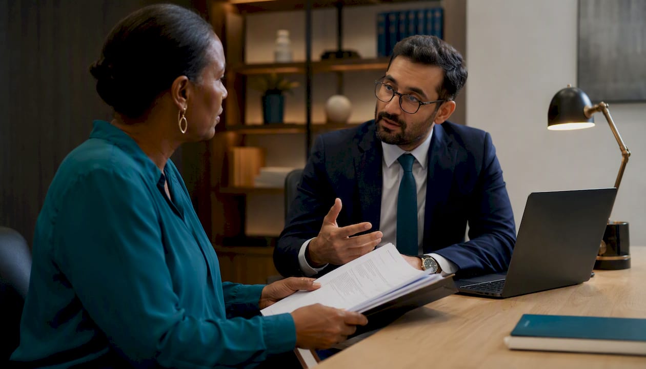 Mujer recibiendo asesoría legal para prepararse antes de su entrevista de asilo
