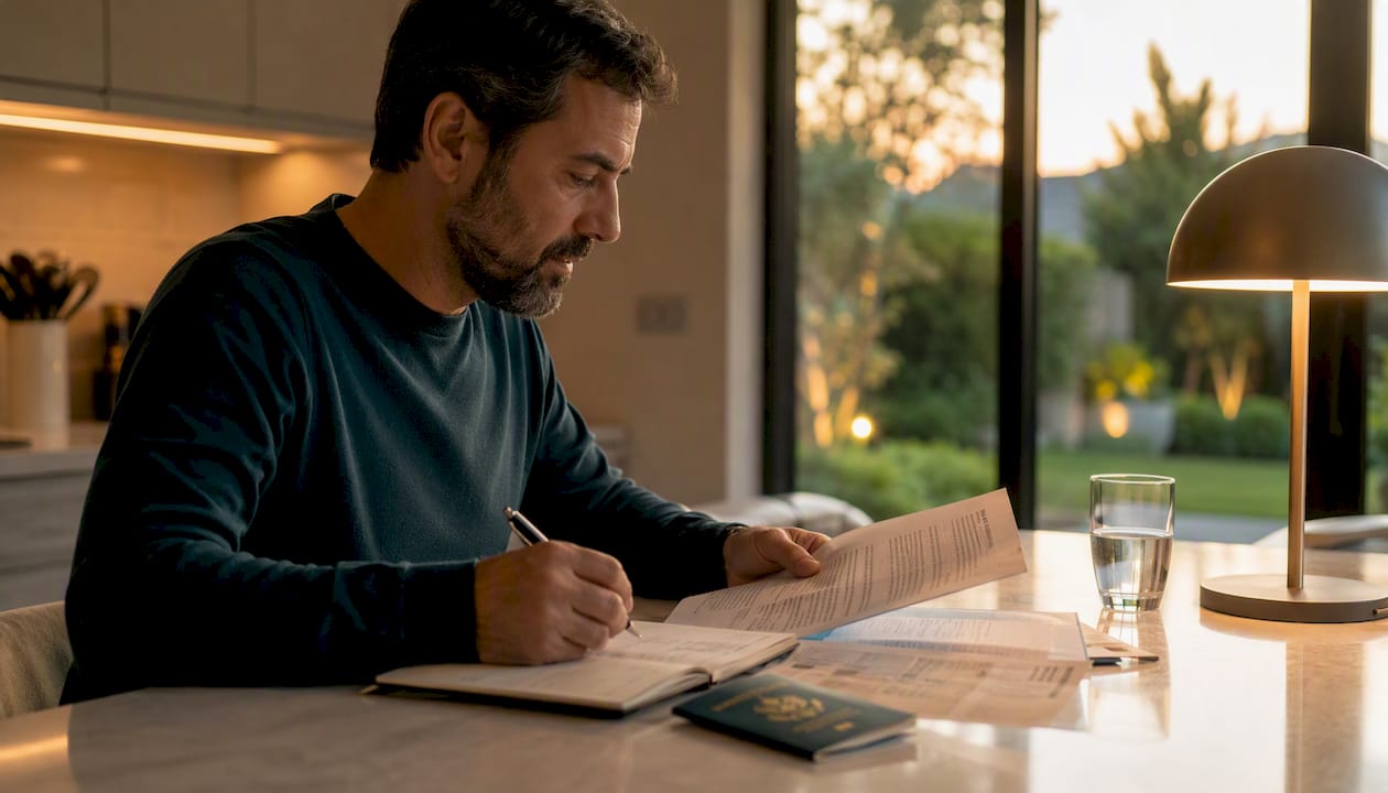 Hombre anotando detalles sobre sus citas de inmigración
