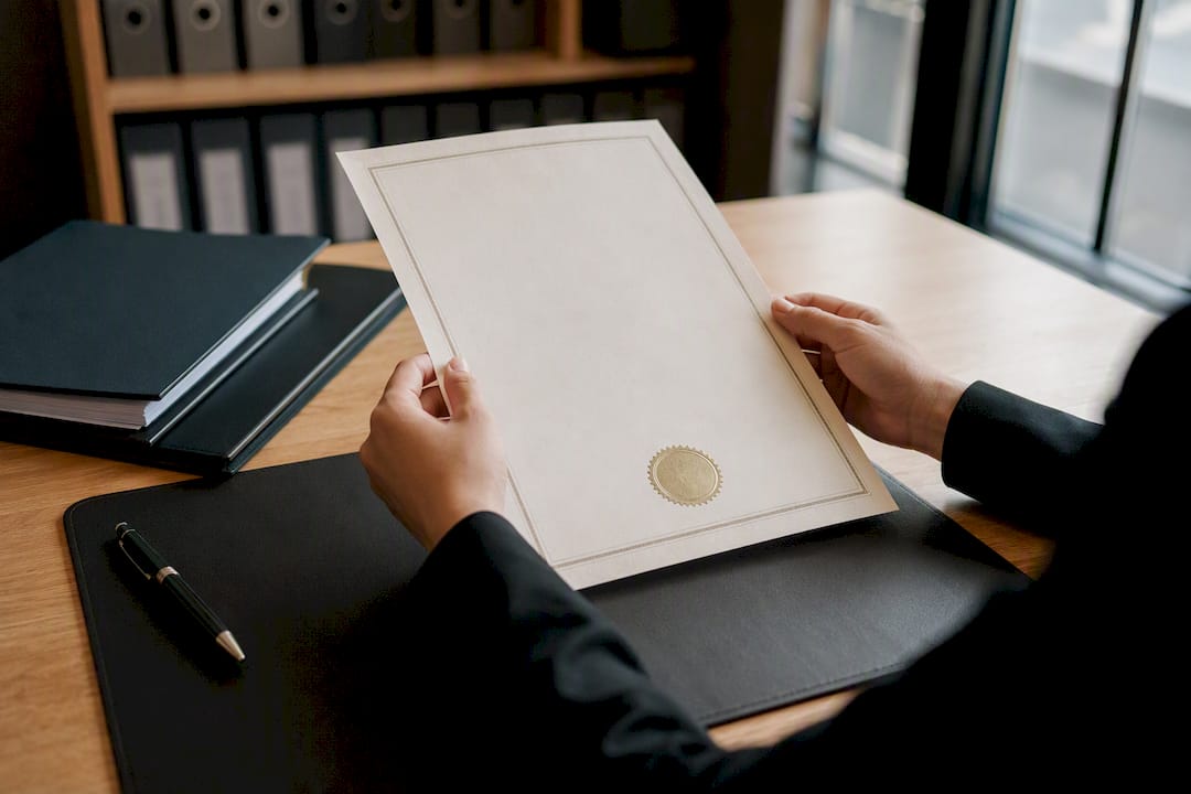 Certificado de antecedentes penales colocado sobre la mesa