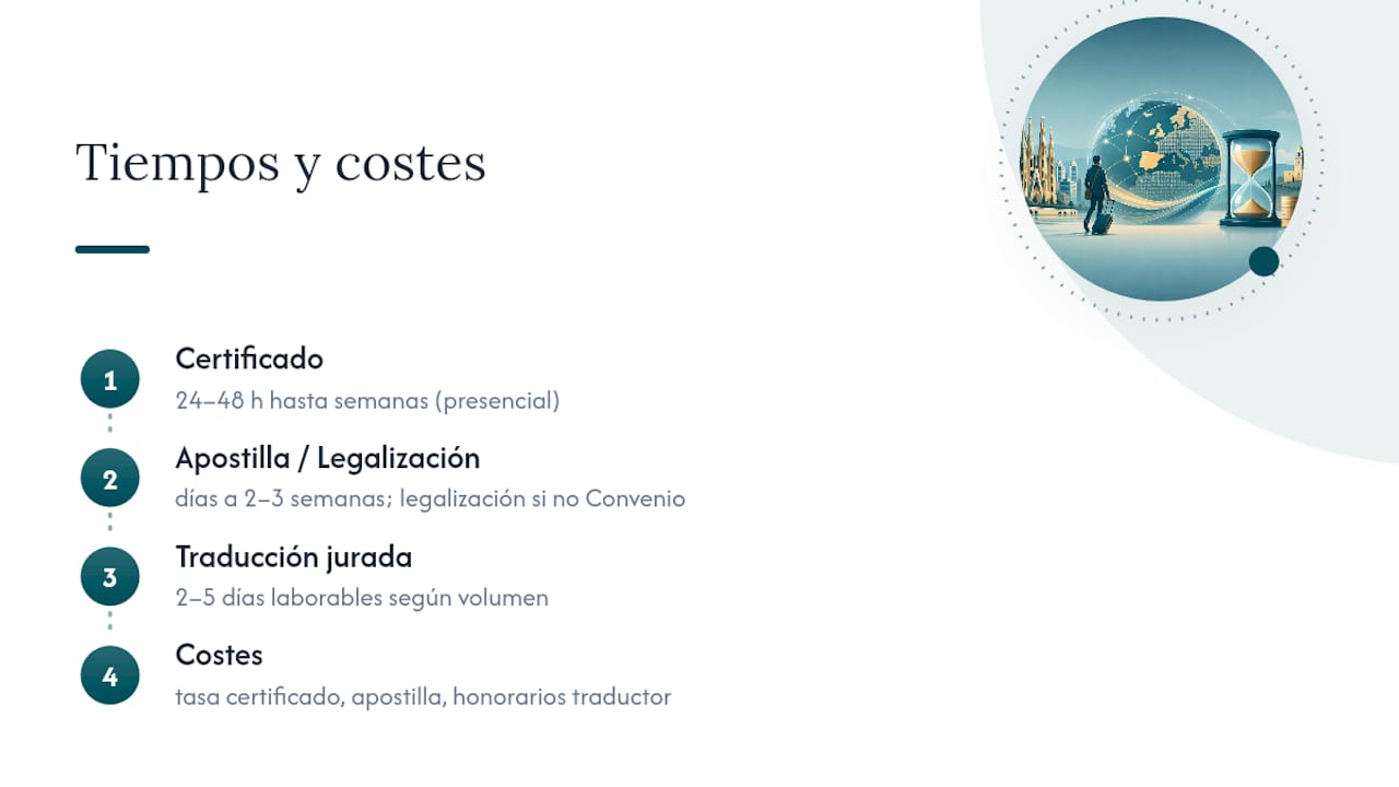 Cuánto tardan y cuánto cuestan los antecedentes penales apostillados — overview diagram