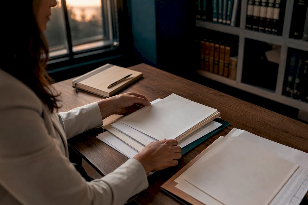 Manos organizando documentos para la solicitud de nacionalidad