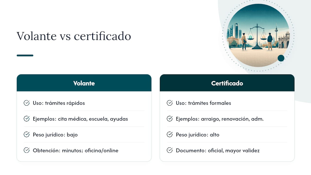 Para qué sirve el volante o certificado de empadronamiento — overview diagram