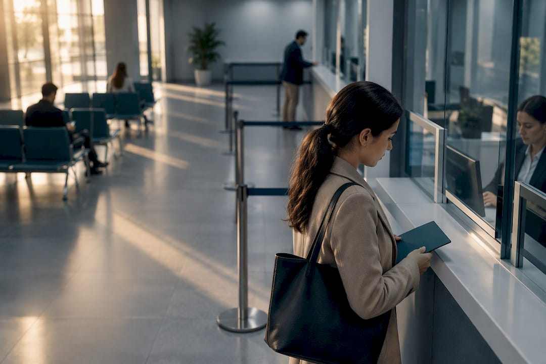 Solicitante gestionando una cita en el consulado